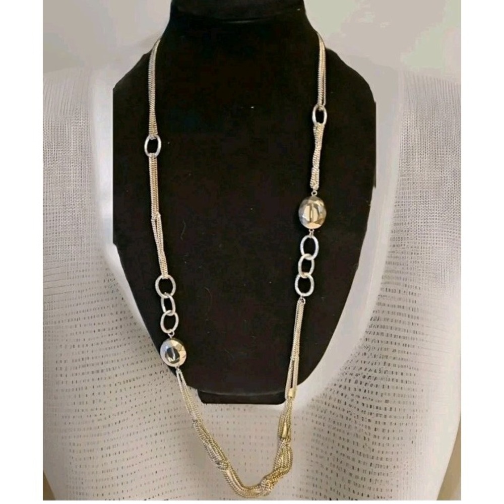 Simply Vera Wang Silver Tone Double Oval Link Necklace 18" EUC‎